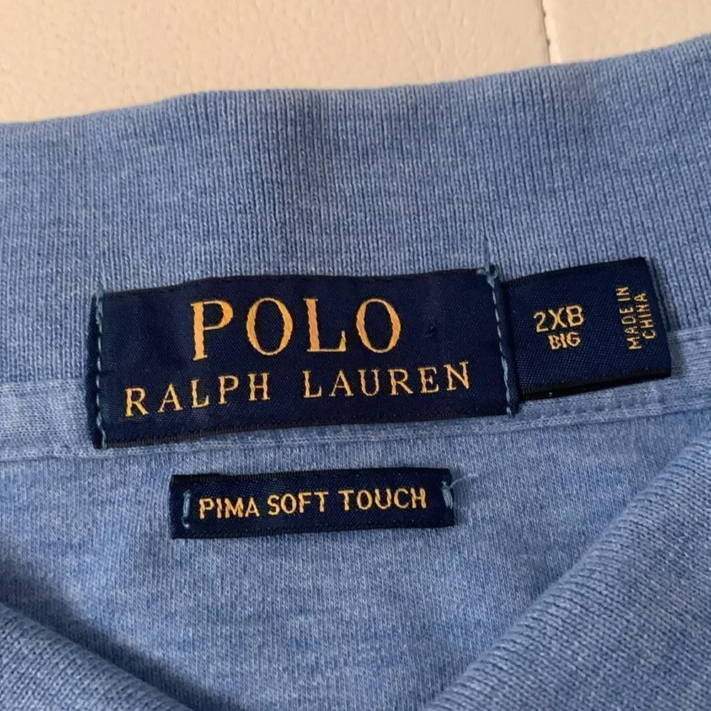 Polo Ralph Lauren Pima Soft Touch Blue Logo Pony Men’s Polo Shirt Size 2XB